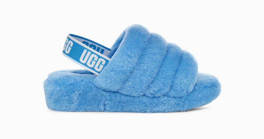 Ugg Fluff Yeah - Womens Slides - Neon Blue - NZ (2387VJDQS)